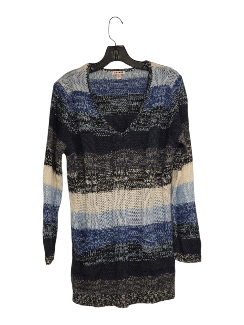 BOGO Striped V-Neck Sweater Tunic in Navy, Blue & Cream